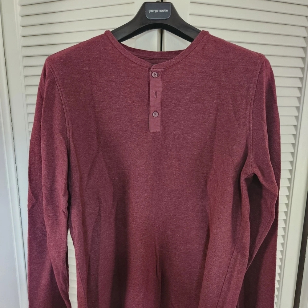 George Men's Burgundy Henley Shirt